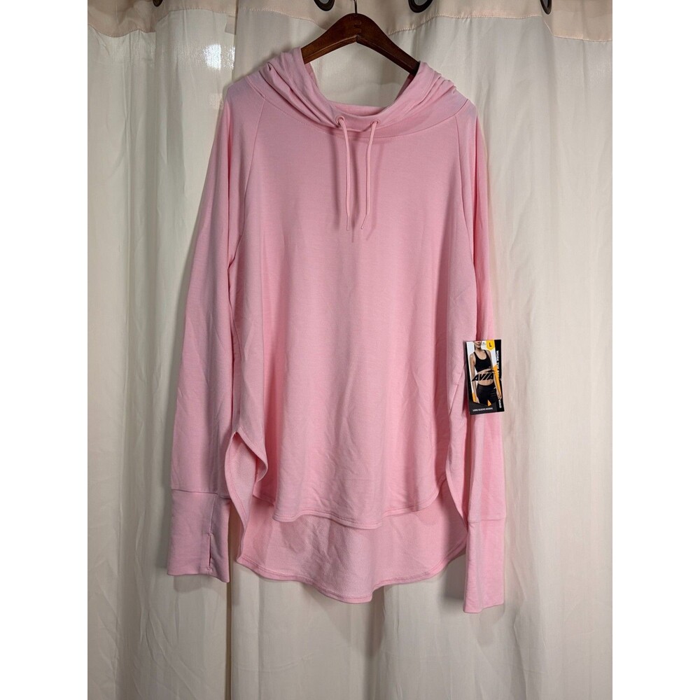 Avia Womens Soft Pink Lightweight Activewear Hoodie size L NWT with Thumb Holes